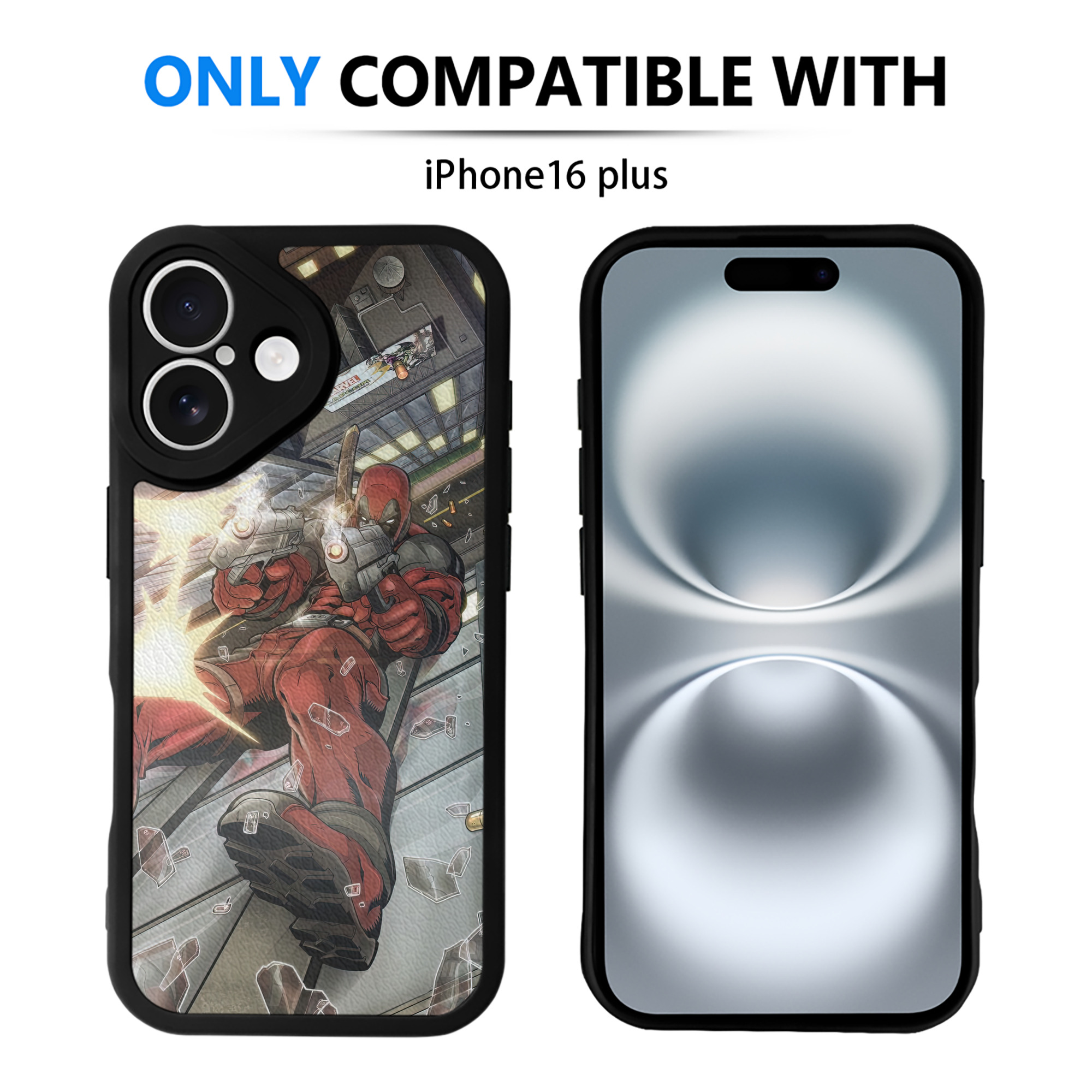 （画像用） Deadpool デッドプール 【iPhone 16シリーズ対応】シリコンスマホケース（レザー調） 材質：シリコン